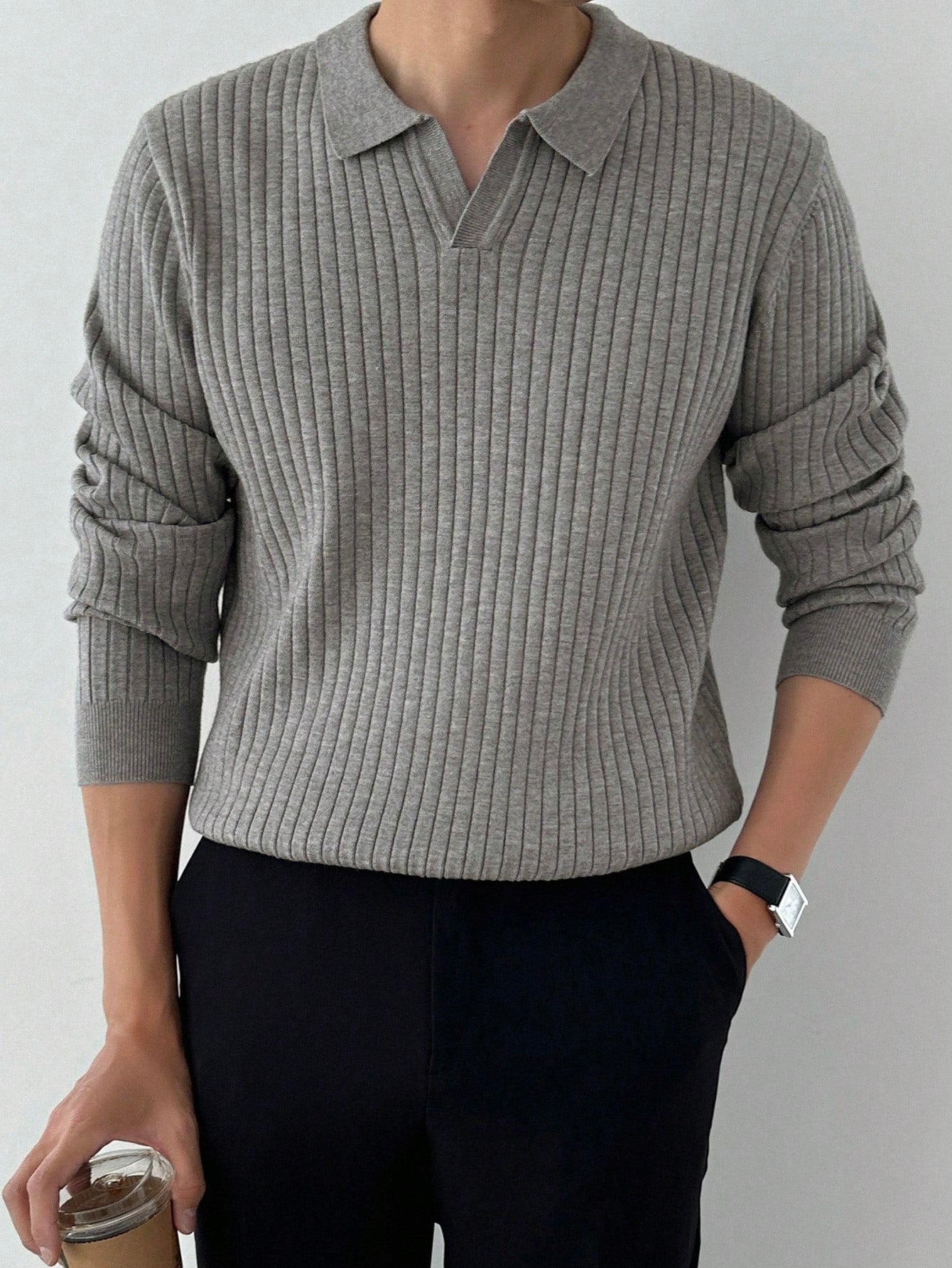 Men Solid Ribbed Knit Sweater – DAZY
