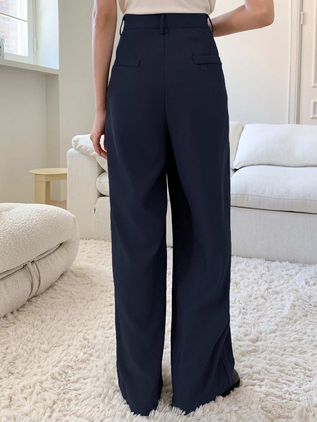 High Waist Plicated Detail Wide Leg Suit Pants – DAZY