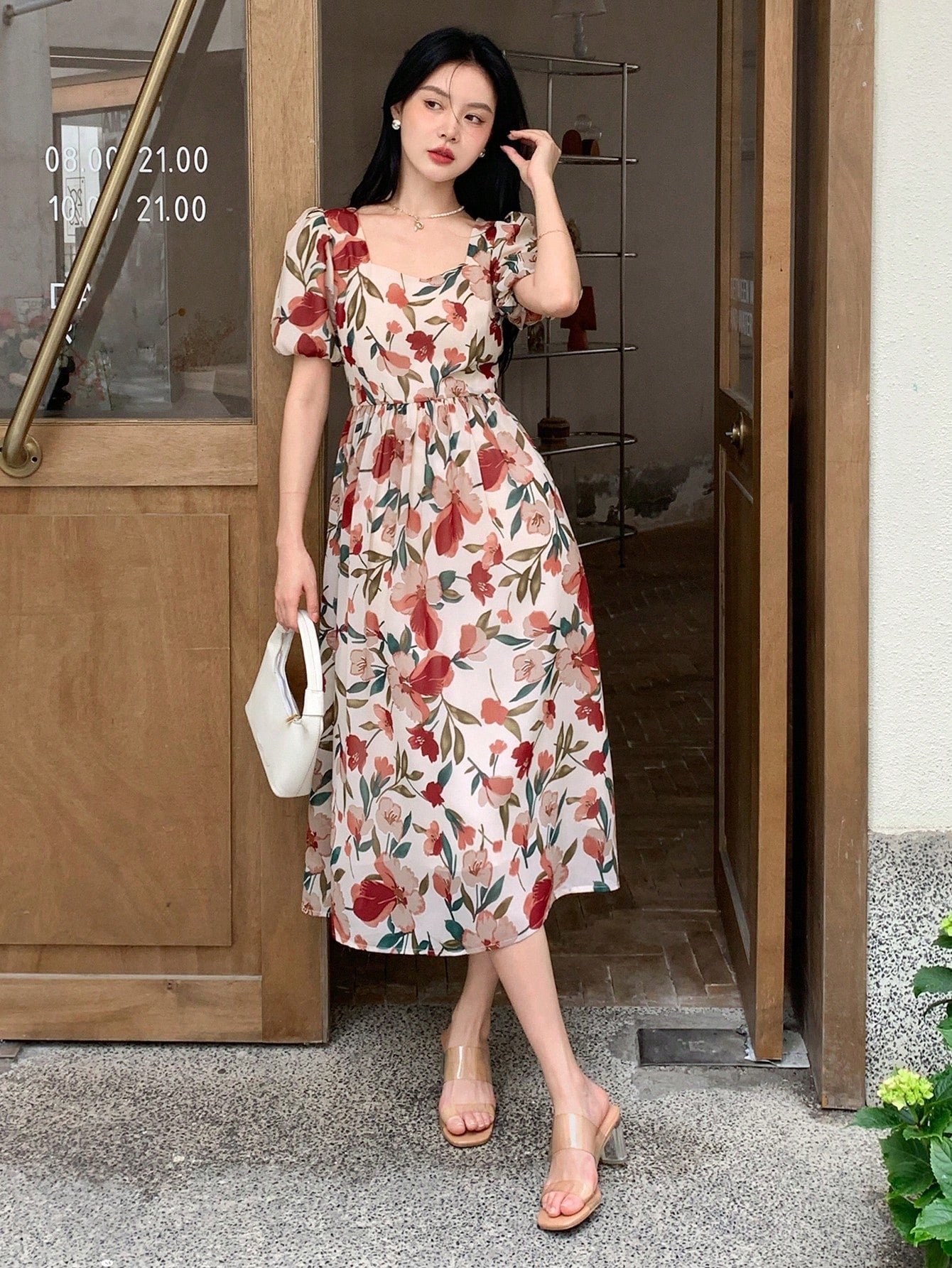 Floral Print Puff Sleeve Dress – DAZY