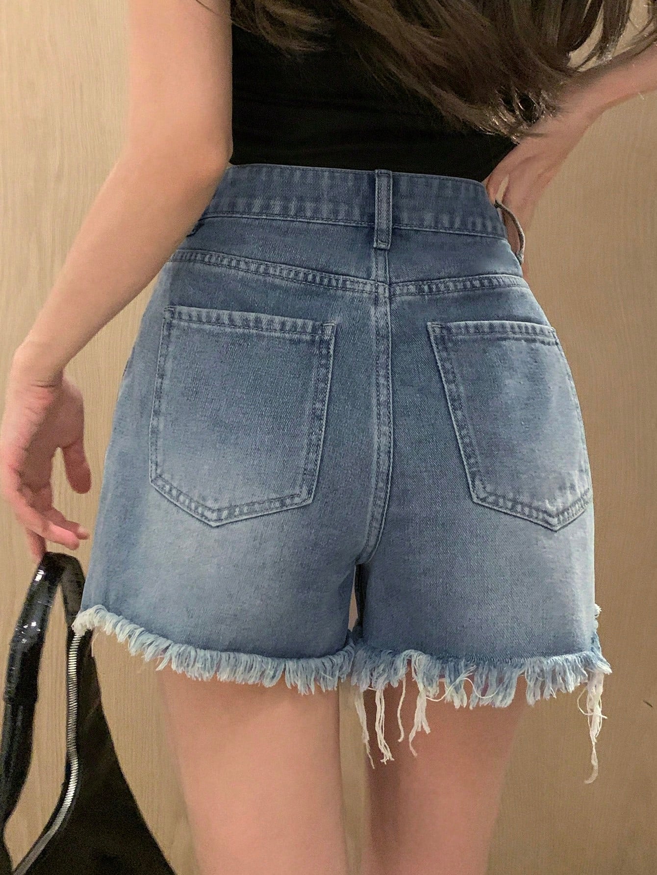 Buy online Frayed Hem Denim Shorts from Skirts & Shorts for Women by  Peptrends for ₹799 at 43% off | 2024 Limeroad.com